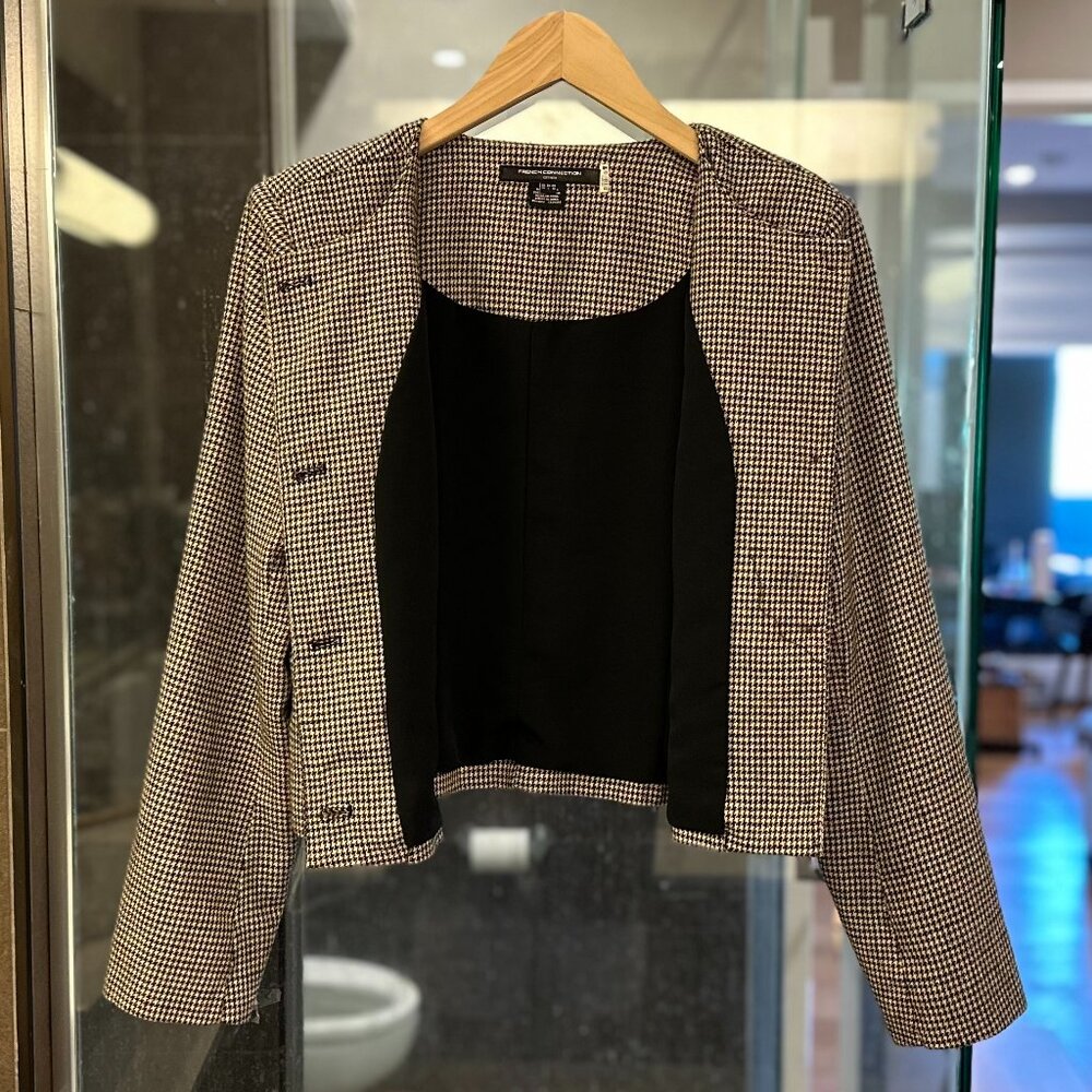 French Connection Houndstooth Check Collarless Cr… - image 10